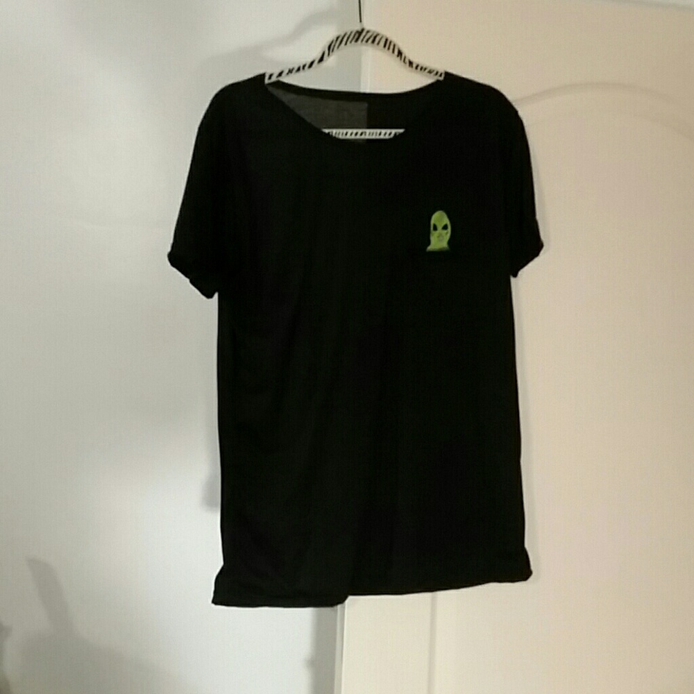 Pocket Middle Finger Alien T-Shirt